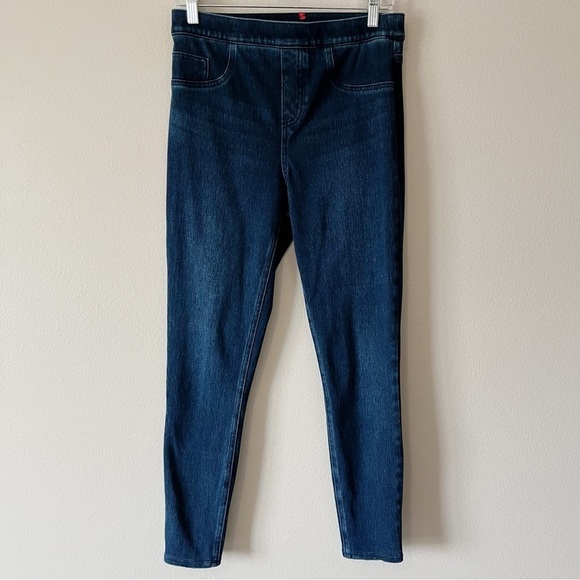 SPANX Jean-Ish Ankle Leggings Dark Blue Size Medium Shapewear Highrise Pockets - Picture 8 of 15
